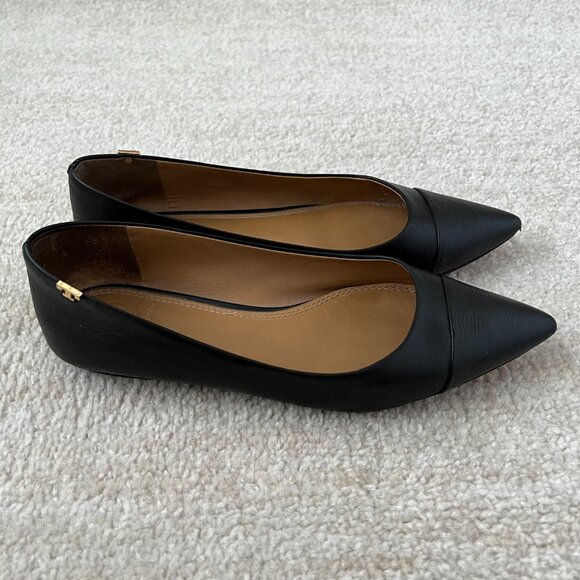 Tory Burch Penelope Cap Toe Flat Shoes 7 Black - Picture 4 of 9